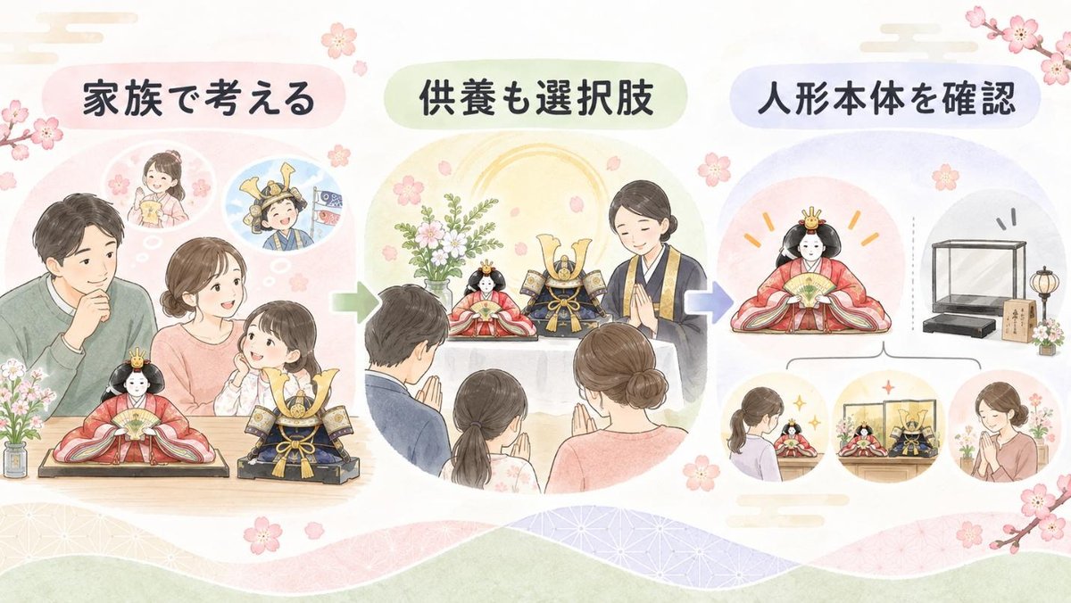 役目を終えた節句人形の考え方。家族で考える、供養も選択肢、供養の対象はお人形本体